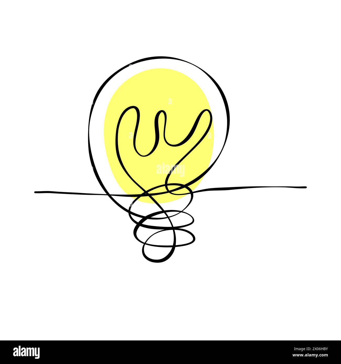 Idea di pensiero della lampadina disegno lineare continuo su una linea disegno a mano bianco e nero disegno vettoriale. Disegno continuo su una linea della linea di uscita della lampadina V Illustrazione Vettoriale