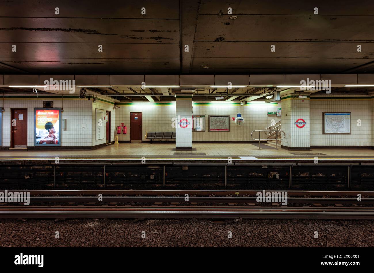 Mansion House metropolitana, metropolitana, stazione della metropolitana sulla linea District e Circle, Cannon Street, City of London. Foto Stock