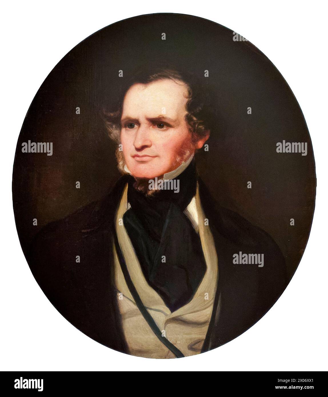 Edward Smith-Stanley, XIV conte di Derby (1799-1869), noto come "Lord Stanley", servì tre volte come primo ministro del Regno Unito nel 1852, 1858-1859, e 1866-1868, ritratti ad olio su tela di Sir Francis Grant, intorno al 1850 Foto Stock