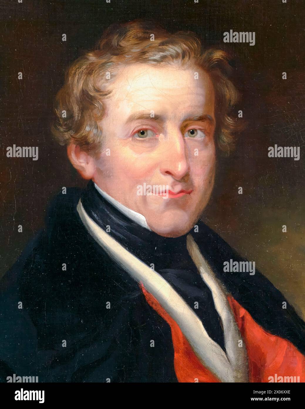 Sir Robert Peel (1788-1850), II baronetto, due volte primo ministro del Regno Unito 1834-1835 e 1841-1846, ritratto a olio su tela di Robert Richard Scanlan, 1838-1850 Foto Stock