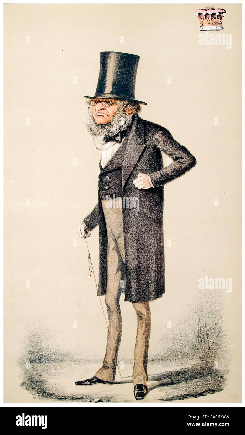 Edward Smith-Stanley, XIV conte di Derby (1799-1869), noto come "Lord Stanley", servì tre volte come primo ministro del Regno Unito nel 1852, 1858-1859, e 1866-1868, caricatura di Carlo Pellegrini (Ape), 1861 Foto Stock