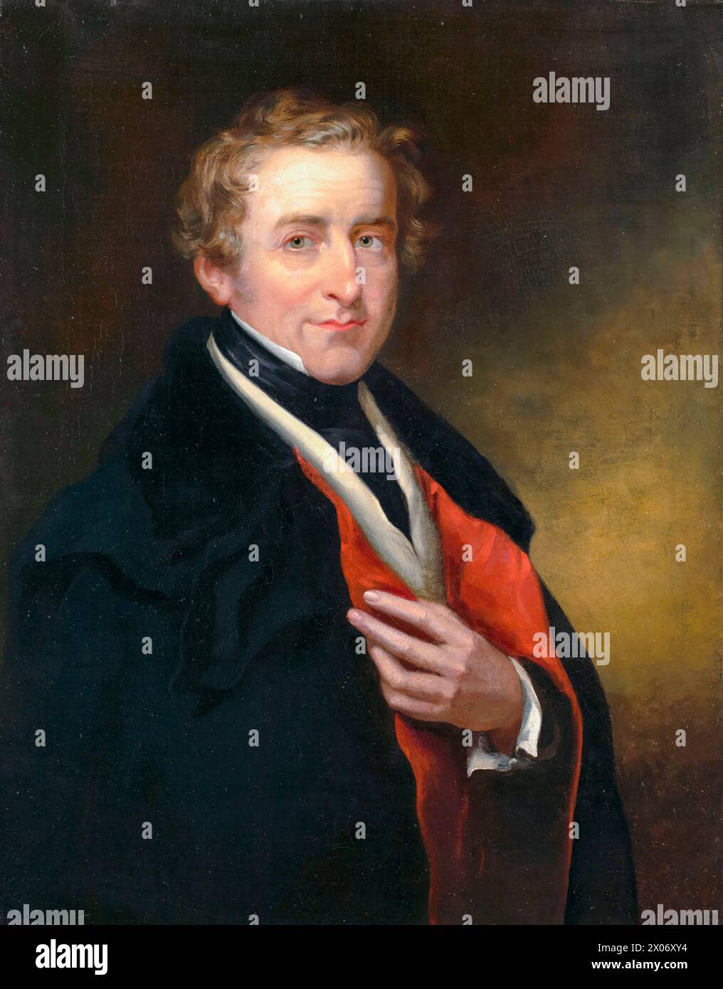 Sir Robert Peel (1788-1850), II baronetto, due volte primo ministro del Regno Unito 1834-1835 e 1841-1846, ritratto a olio su tela di Robert Richard Scanlan, 1838-1850 Foto Stock