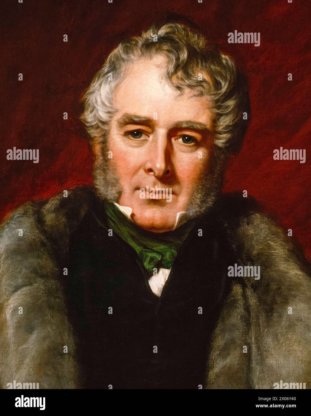 William Lamb, II visconte Melbourne (1779-1848), noto come 'Lord Melbourne', primo ministro del Regno Unito luglio-novembre 1834 e 1835-1841, ritratto dipinto ad olio su tela di John Partridge, 1844 Foto Stock