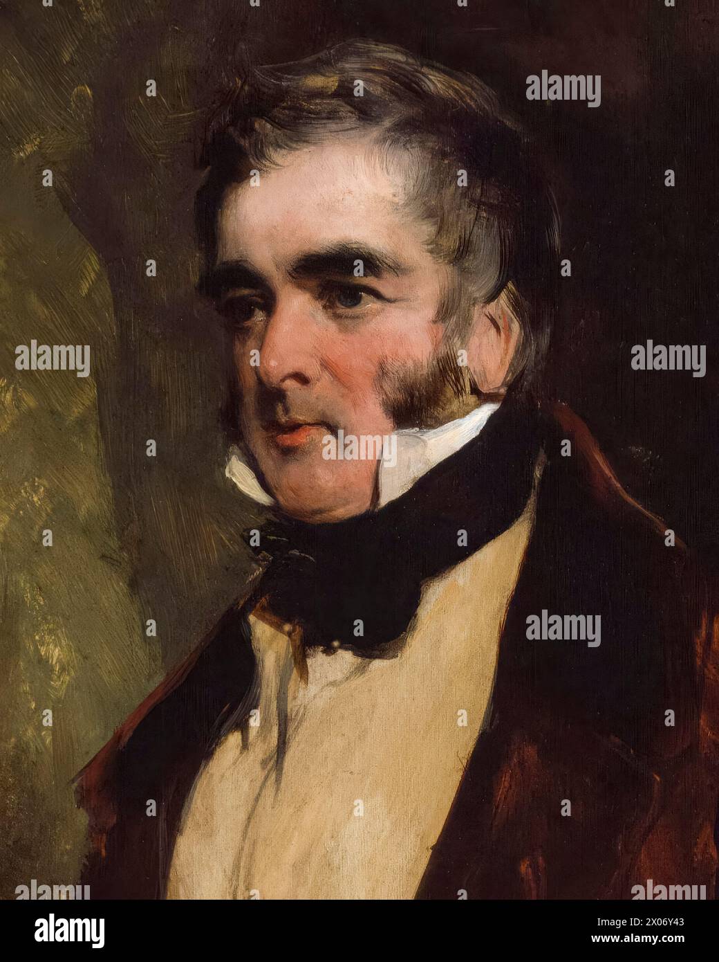 William Lamb, II visconte Melbourne (1779-1848), noto come "Lord Melbourne", primo ministro del Regno Unito luglio-novembre 1834 e 1835-1841, ritratto a olio su tavola di Sir Edwin Henry Landseer, 1836 Foto Stock
