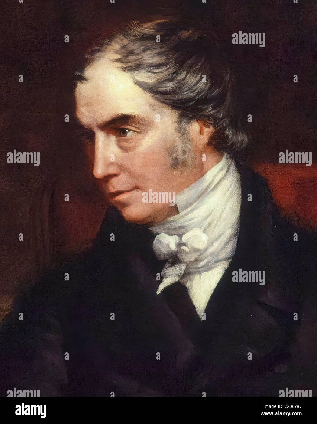 George Hamilton-Gordon, IV conte di Aberdeen (1784-1860), denominato "Lord Haddo", primo ministro del Regno Unito 1852-1855, ritratto a olio su tela di John Partridge, circa 1847 Foto Stock