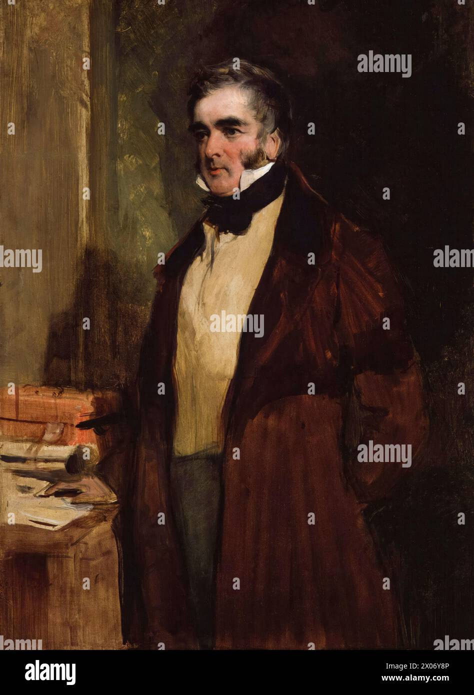 William Lamb, II visconte Melbourne (1779-1848), noto come "Lord Melbourne", primo ministro del Regno Unito luglio-novembre 1834 e 1835-1841, ritratto a olio su tavola di Sir Edwin Henry Landseer, 1836 Foto Stock