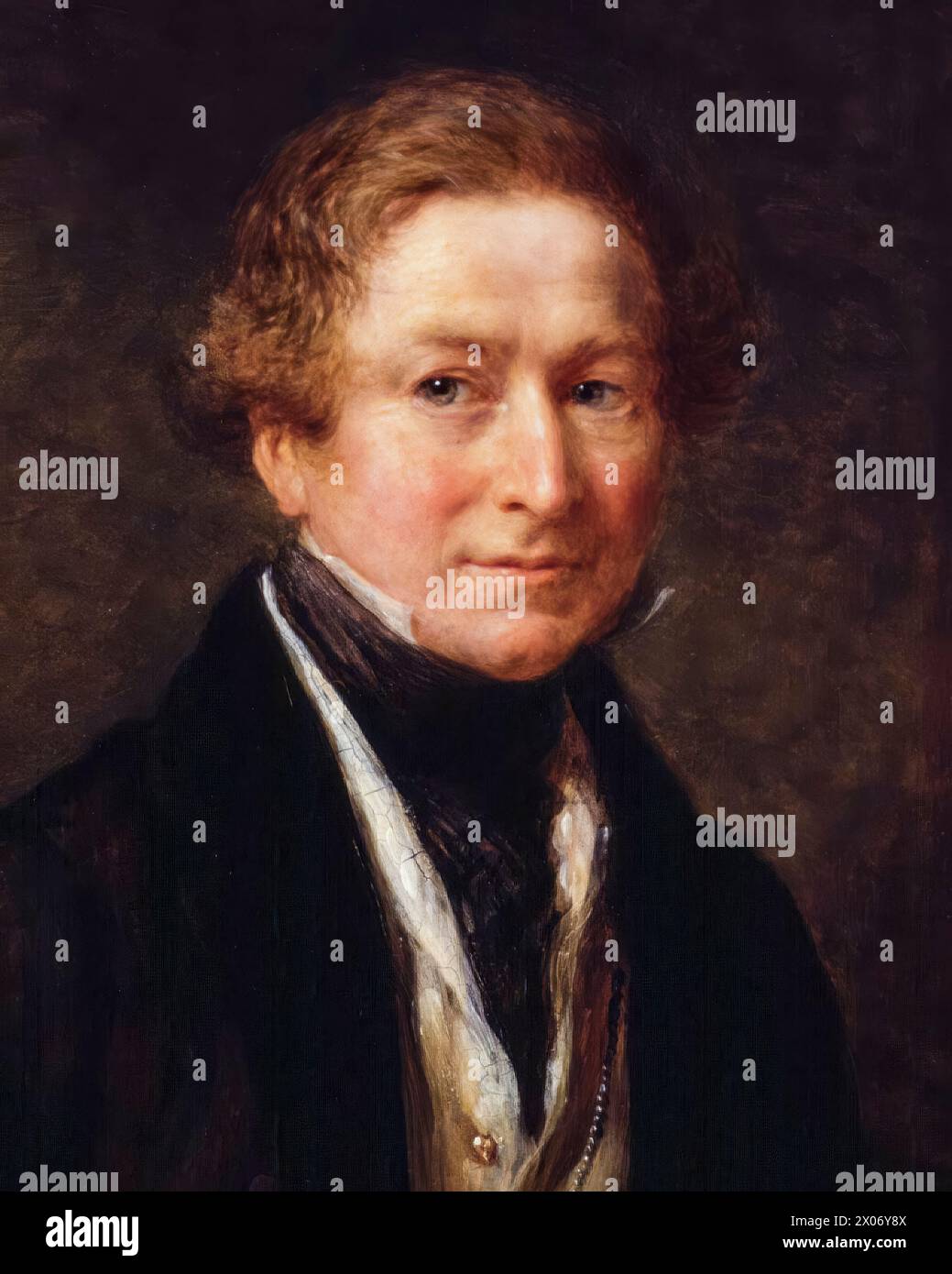 Sir Robert Peel (1788-1850), II baronetto, due volte primo ministro del Regno Unito 1834-1835 e 1841-1846, ritratto a olio su tavola di John Linnell, 1838 Foto Stock