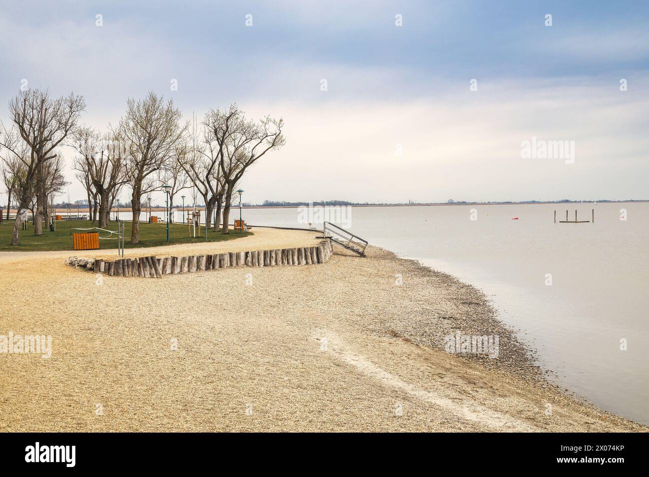 Spiaggia sul lago Neusiedl am SEE, Austria, Europa. Foto Stock