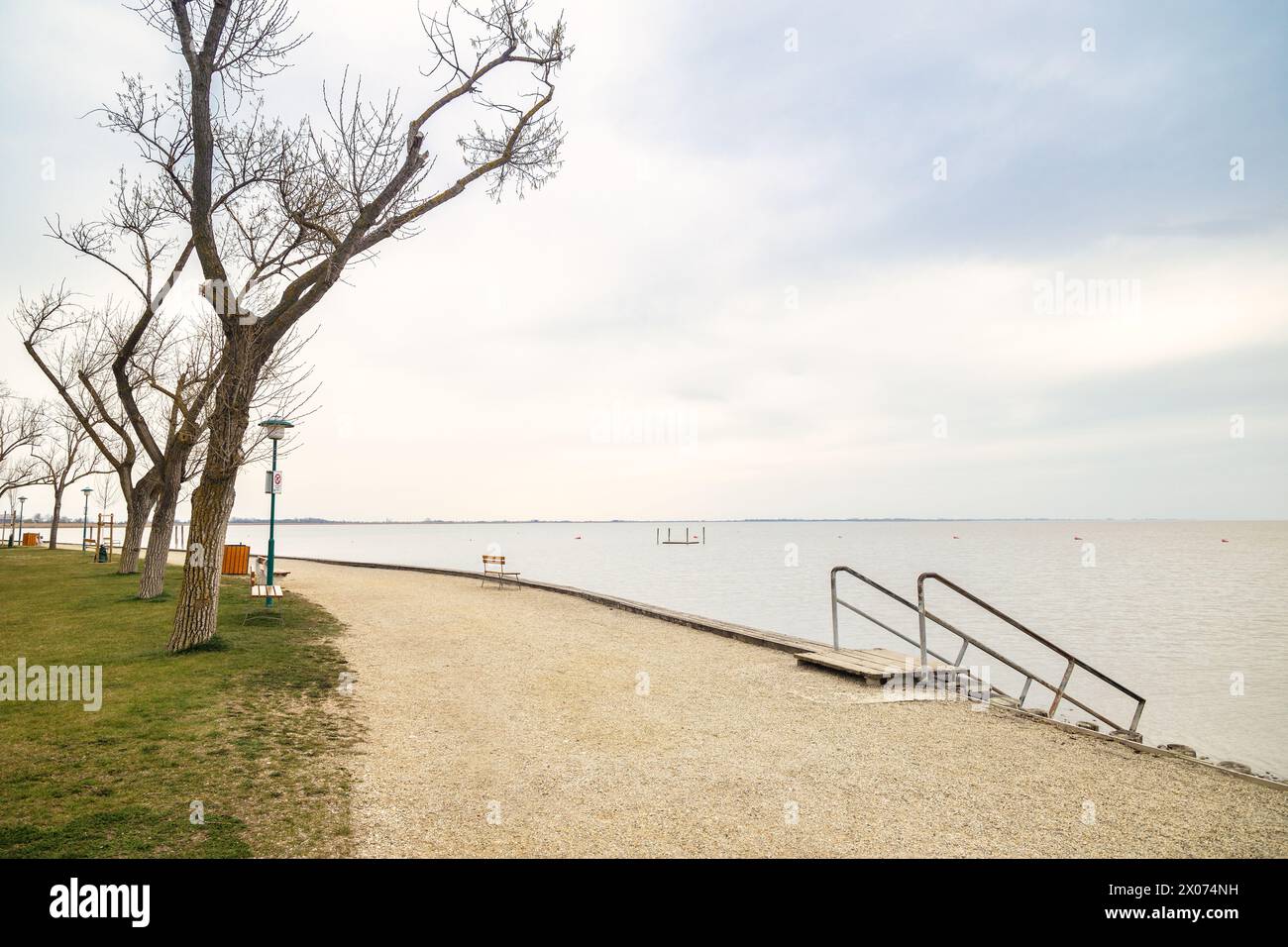Spiaggia sul lago Neusiedl am SEE, Austria, Europa. Foto Stock