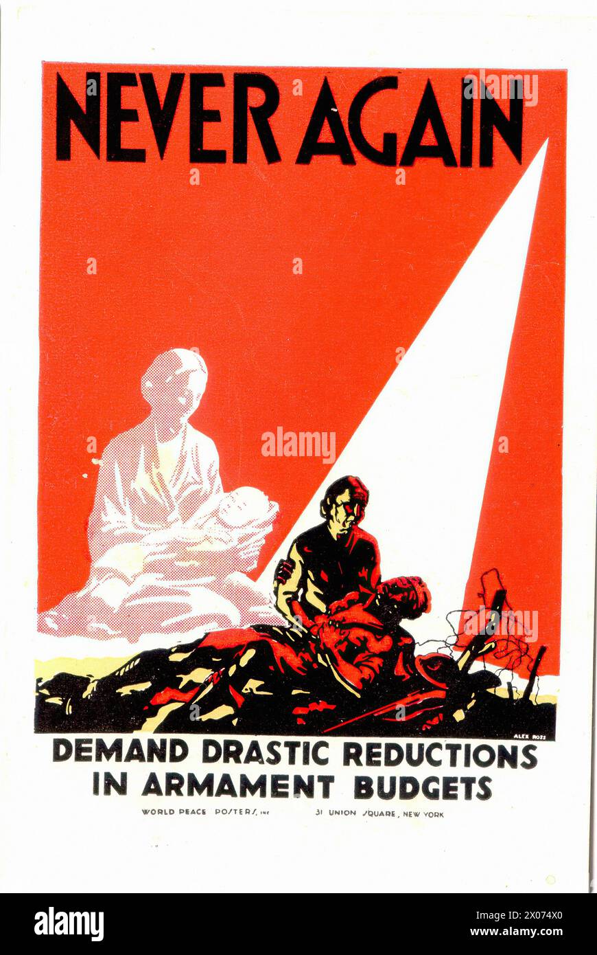 Cartolina per il disarmo degli anni '1930 - poster di propaganda d'epoca Foto Stock