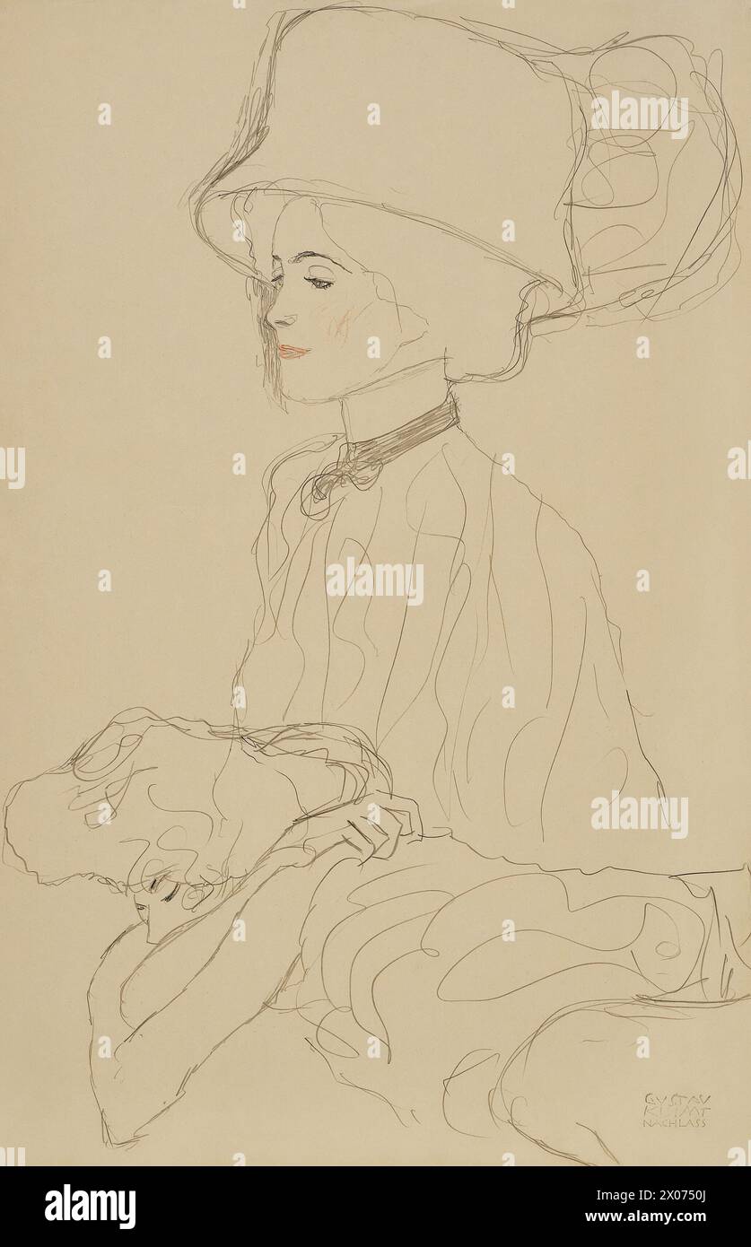Gustav Klimt - Femme avec un chapeau haut de forme et Femme allongée Foto Stock