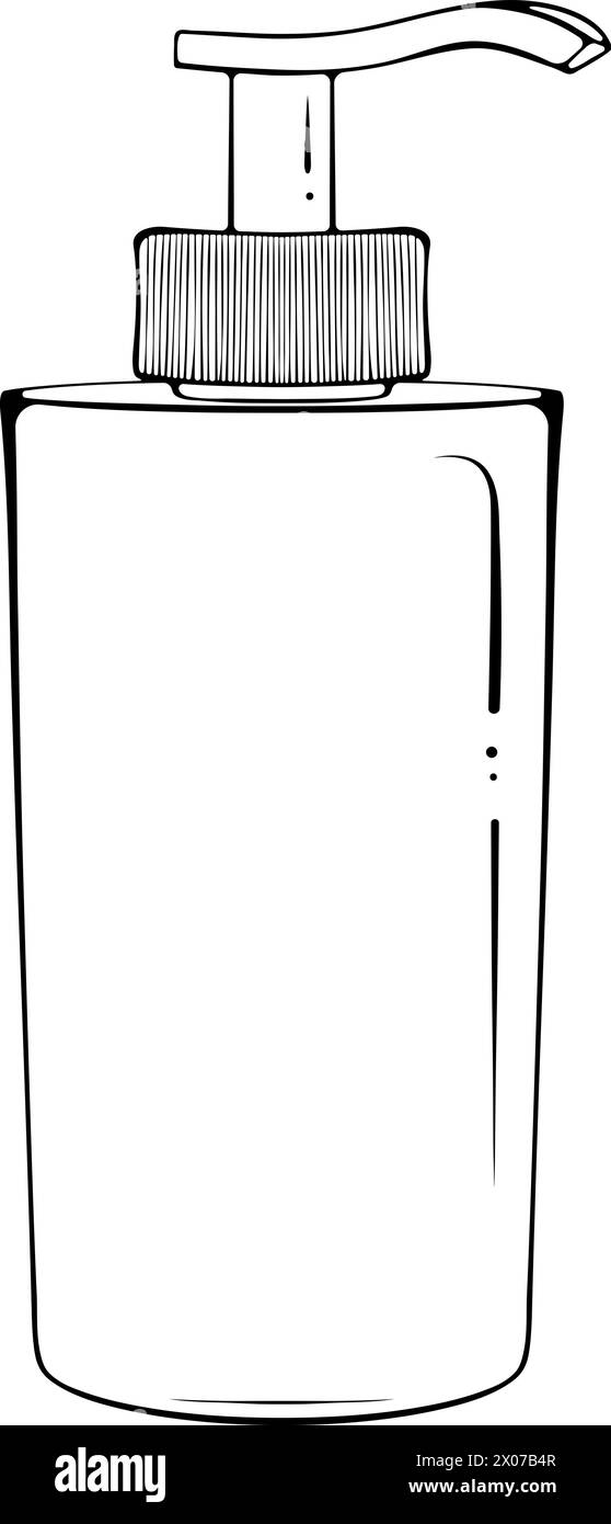 Flacone cosmetico con dispenser a pompa line ART Illustrazione Vettoriale