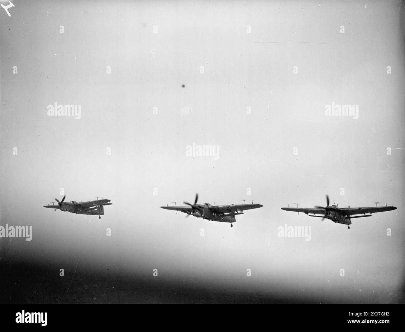 Il 10 novembre 1943, i bombardieri siluranti Fairey Barracuda, una combinazione di bombardieri subacquei e siluranti, erano in servizio con la Fleet Air Arm a Lee-on-Solent. Foto Stock
