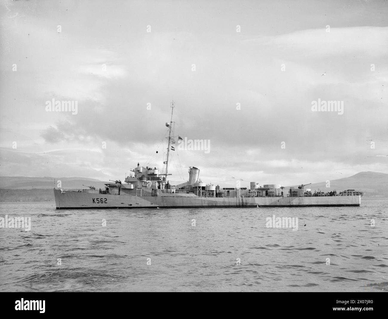 La fregata classe Captain HMS Stockham è raffigurata a Greenock il 21 marzo 1944. Foto Stock