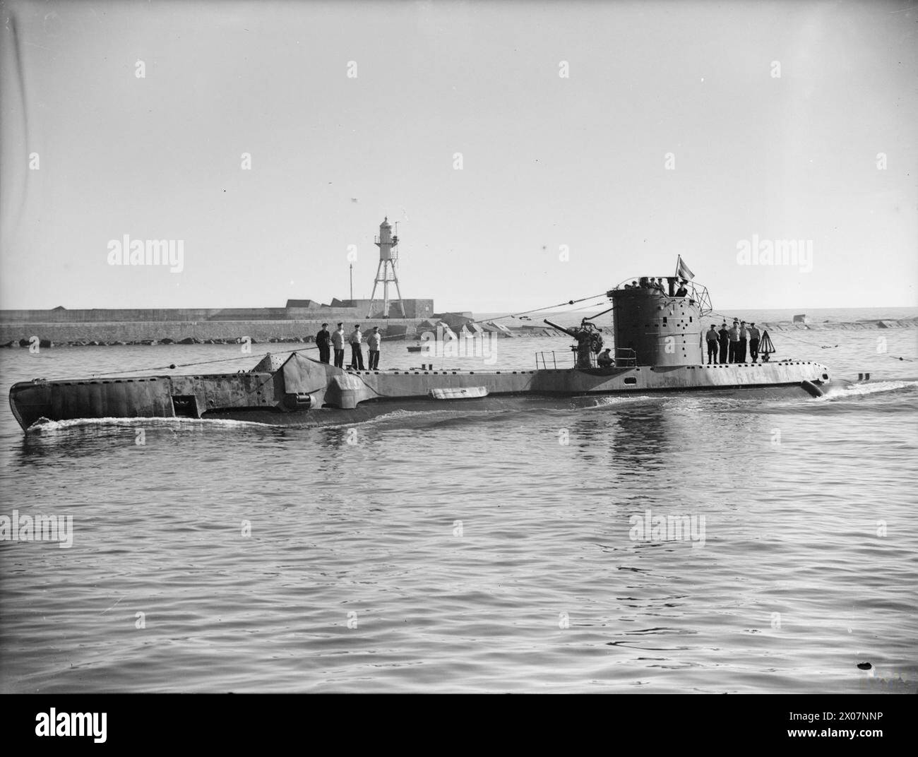 Tra il 12 e il 14 febbraio 1943, il sommergibile reale olandese Dolfijn, che operava con le forze navali britanniche nel Mediterraneo, silurò e affondò un sottomarino italiano. Questo fu il secondo sottomarino nemico affondato da Dolfijn nella regione. Foto Stock