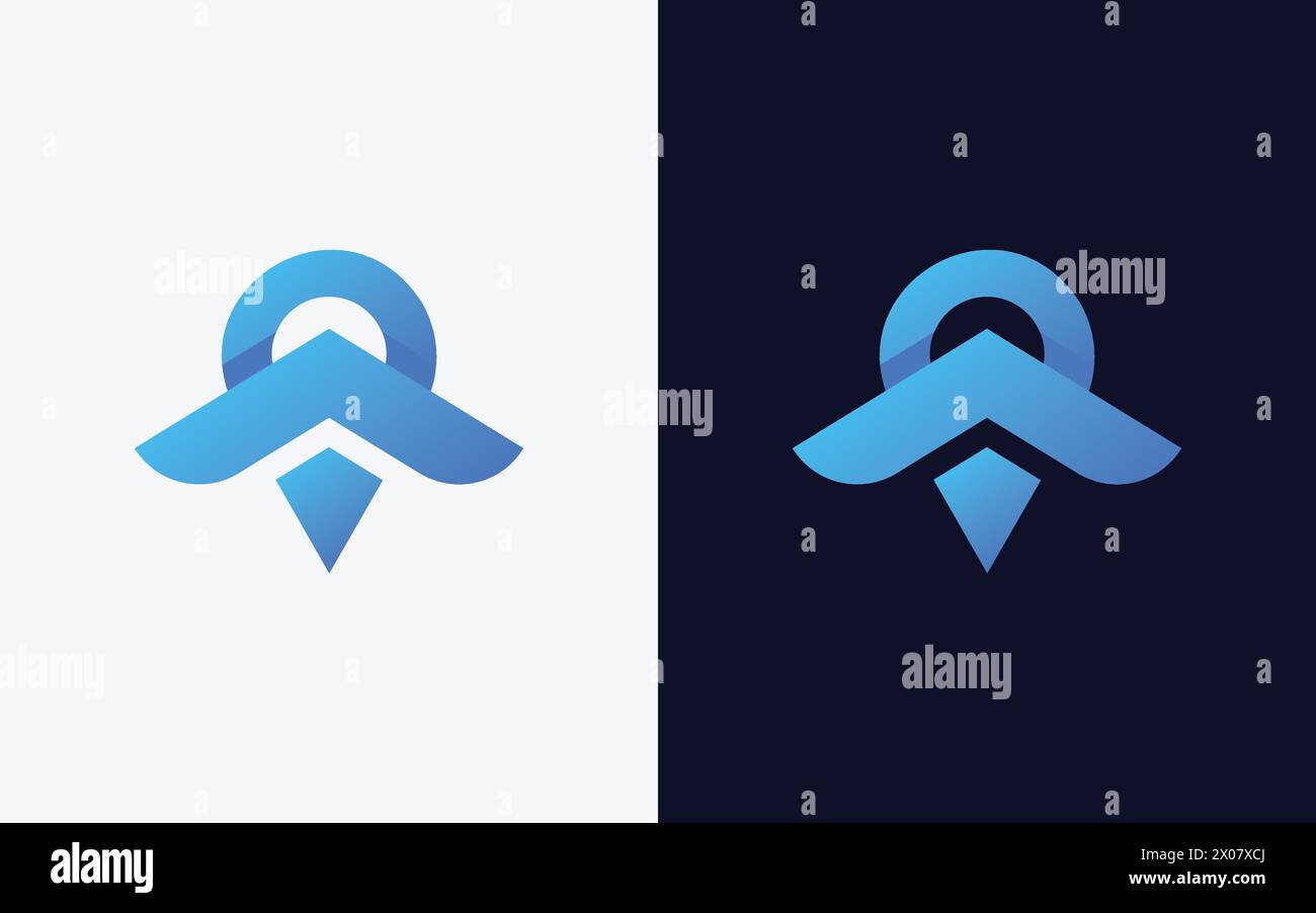 Modello vettoriale logo posizione casa creativo e minimale. Logo del perno del tetto moderno Illustrazione Vettoriale