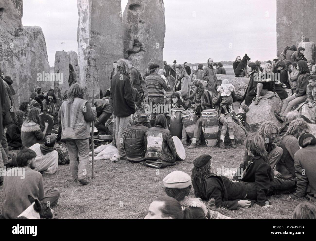 Equinozio autunnale a Stonehenge 1989. REGNO UNITO Foto Stock