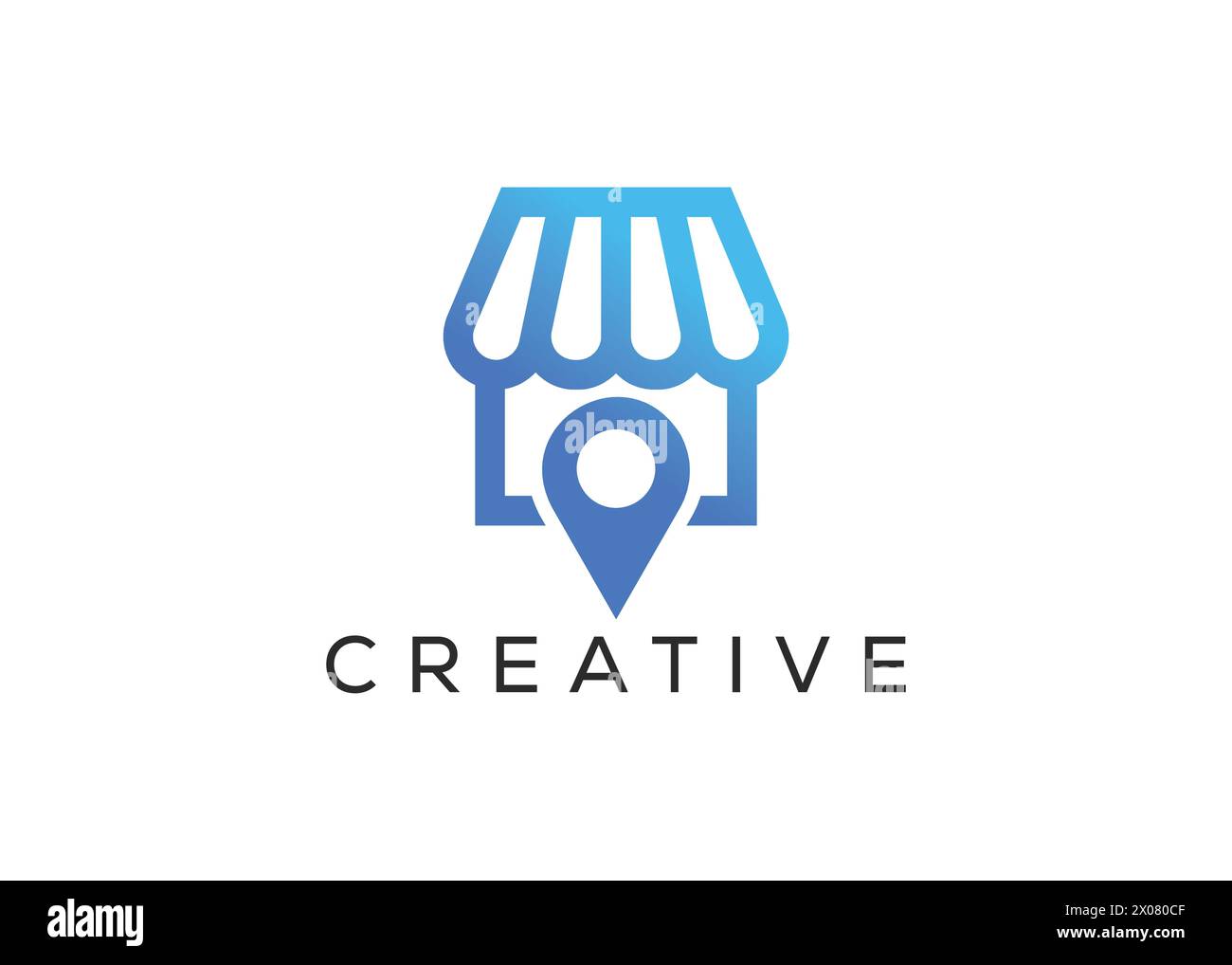 Modello vettoriale del logo del punto vendita e della posizione minimo Illustrazione Vettoriale