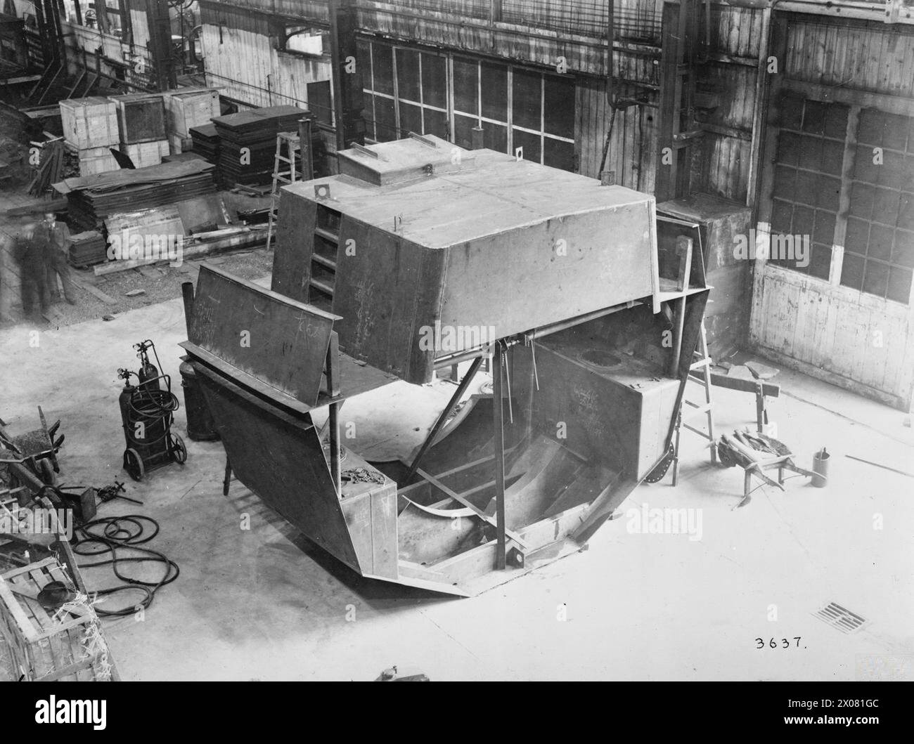 Il rimorchiatore di pre-assemblaggio di Dunston fu preparato per le operazioni navali, utilizzato per manovrare e assemblare le navi prima dello schieramento. Foto Stock