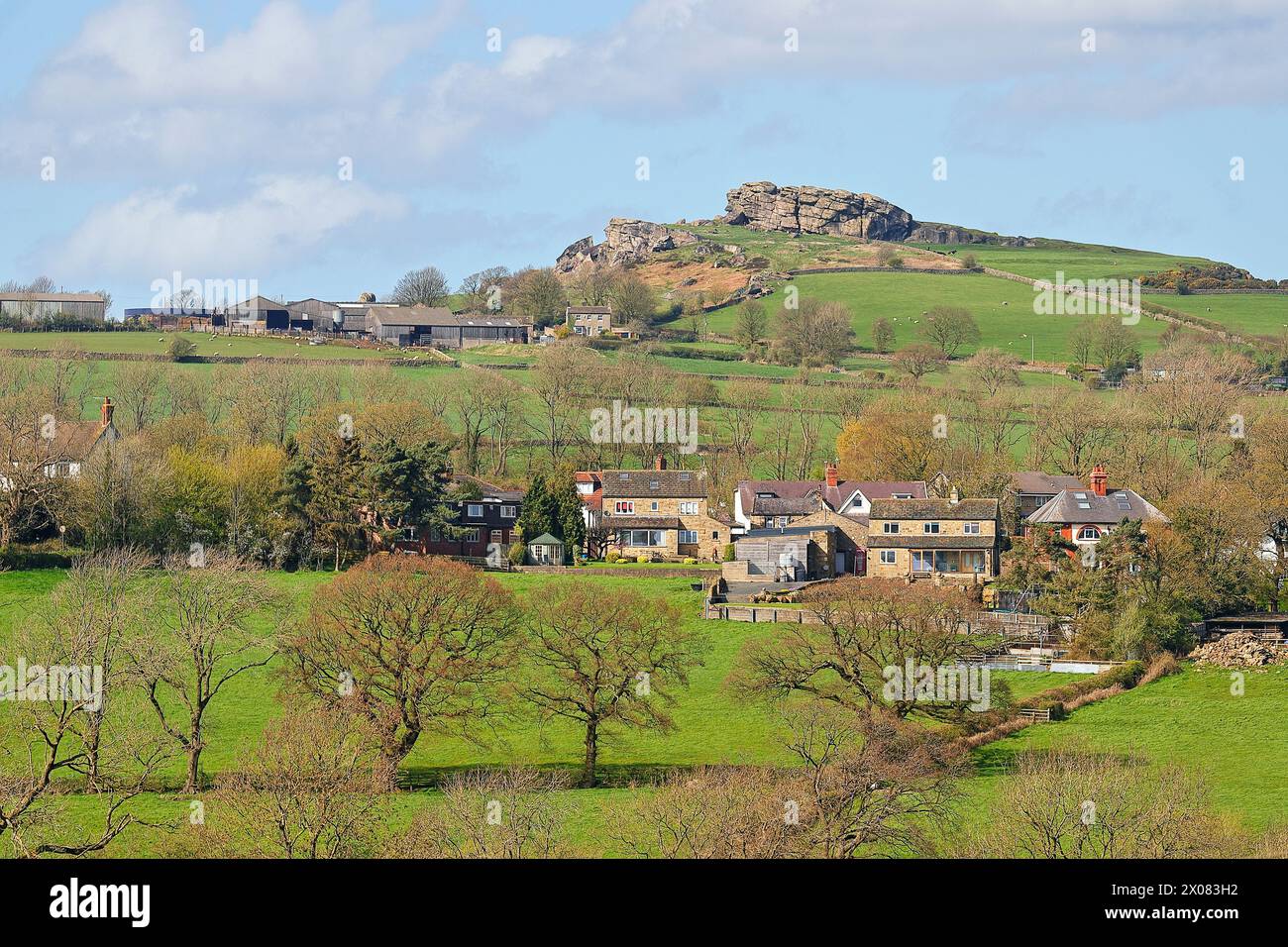 Una vista spettacolare della falesia di Almscliffe vicino ad Harrogate, North Yorkshire, Regno Unito Foto Stock