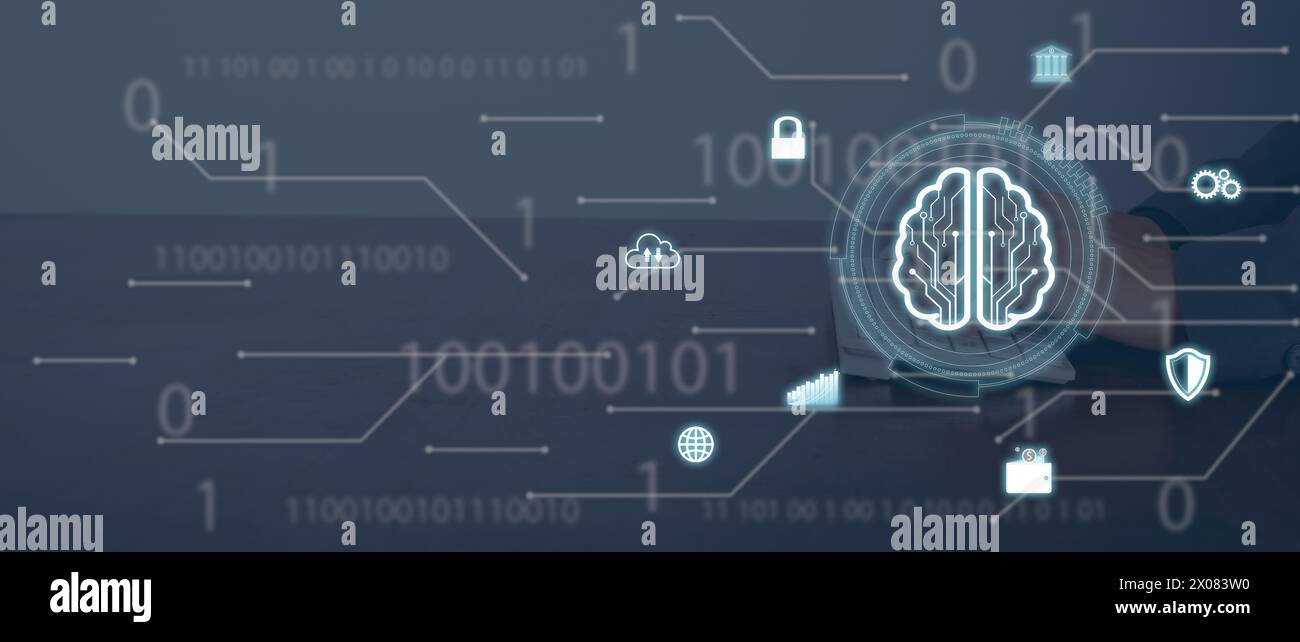 Concetto di tecnologia ai o intelligenza artificiale. Uso socioeconomico Foto Stock