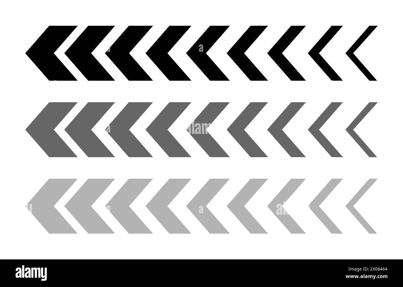 Una serie di frecce nere e grigie per piani aziendali, presentazioni e formazione su sfondo grigio. Illustrazione Vettoriale
