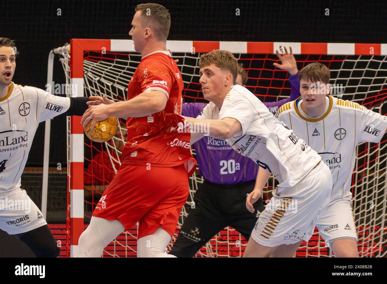09.04.04.2024, 2. HBL, Handball-Bundesliga, 28. Spieltag): Eulen Ludwigshafen gegen TSV Bayer-Dormagen (Endstand 30:27) Foto Stock