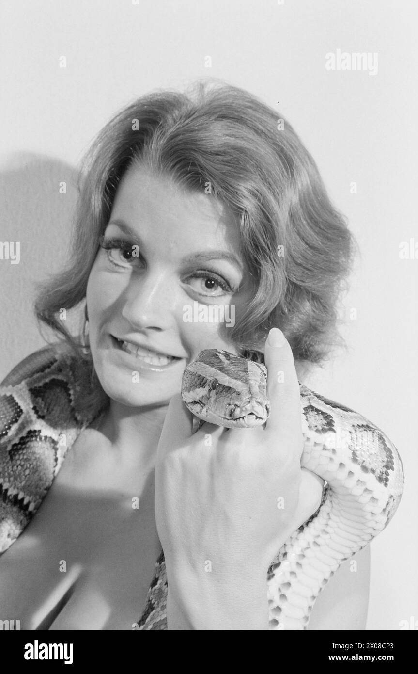 Attuale 9 - 7 - 1973: No ad anika con serpente Anniqa Forss balla e canta per gli stressati abitanti di Oslo al ristorante la belle Sole di Oslo. Si è esibita con due Pythons dal vivo. E' la fine. Il Ministero dell'Agricoltura le proibisce di esibirsi con animali selvatici in cattività. Anniqa ha perso il primo turno nella battaglia contro la burocrazia, ma la legge le dà l'opportunità di appellarsi al re. Lei ha intenzione di farlo. Foto: Sverre A. Børretzen / Aktuell / NTB ***FOTO NON ELABORATA*** Foto Stock