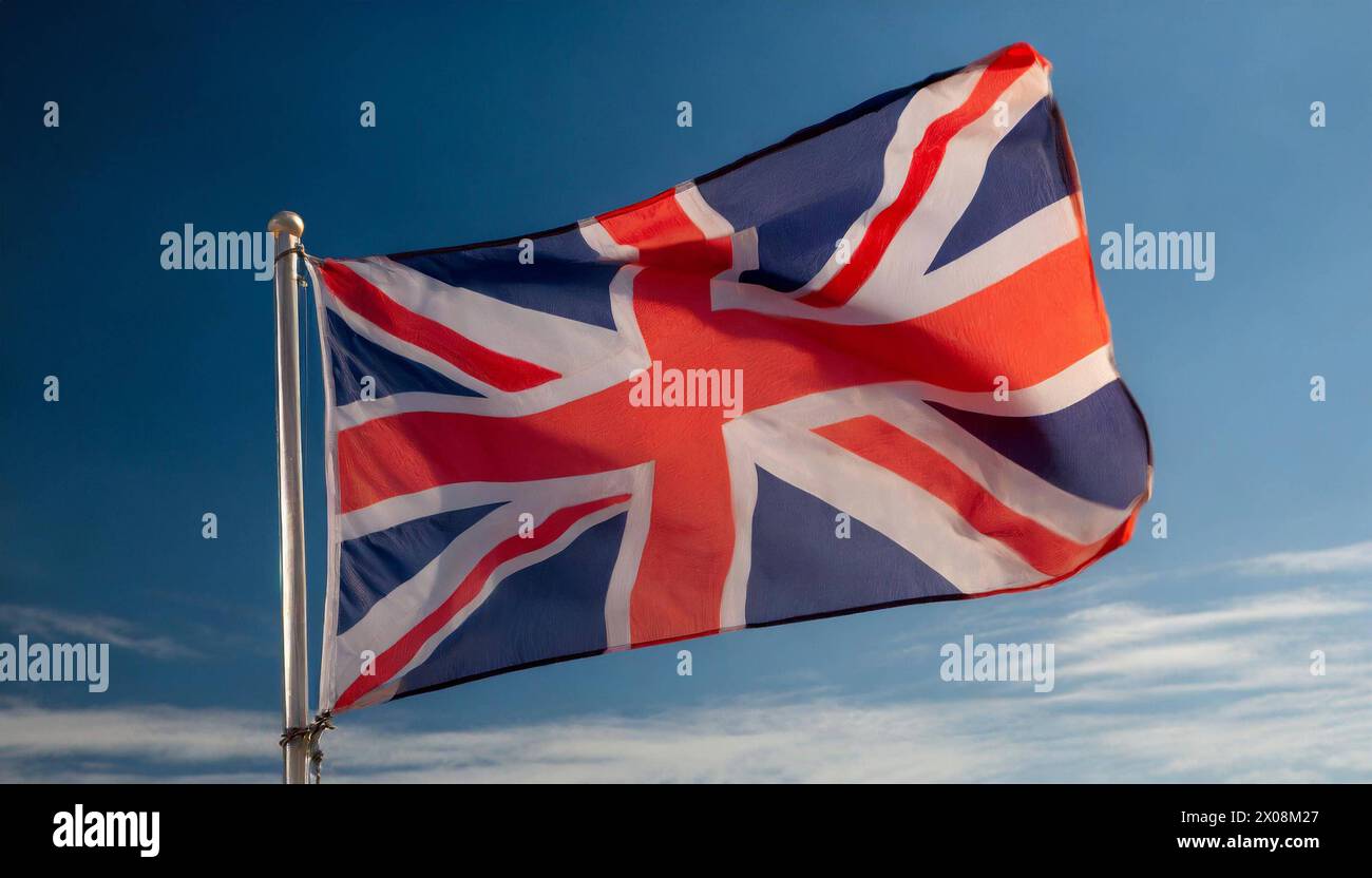 Die Fahne von Großbritannien flattert im Wind Foto Stock