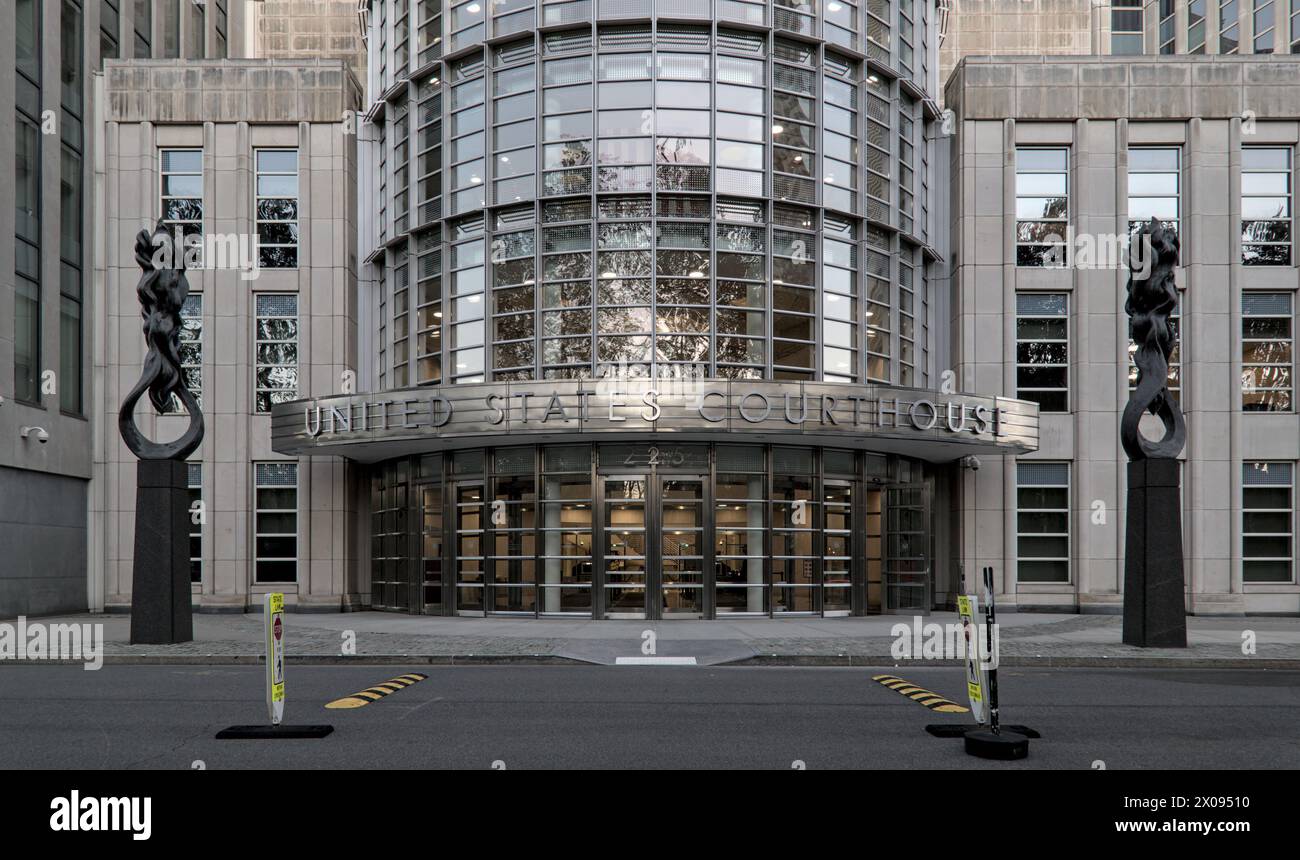 Ingresso al tribunale distrettuale degli Stati Uniti nel distretto orientale di New York (centro di brooklyn New york) processo, contenzioso, giudice, giuria Foto Stock