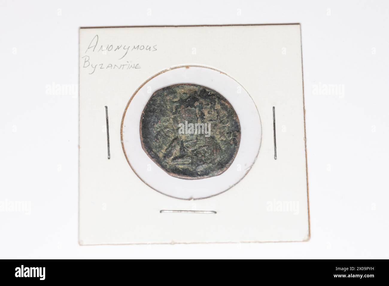 Moneta bizantina anonima. Foto Stock