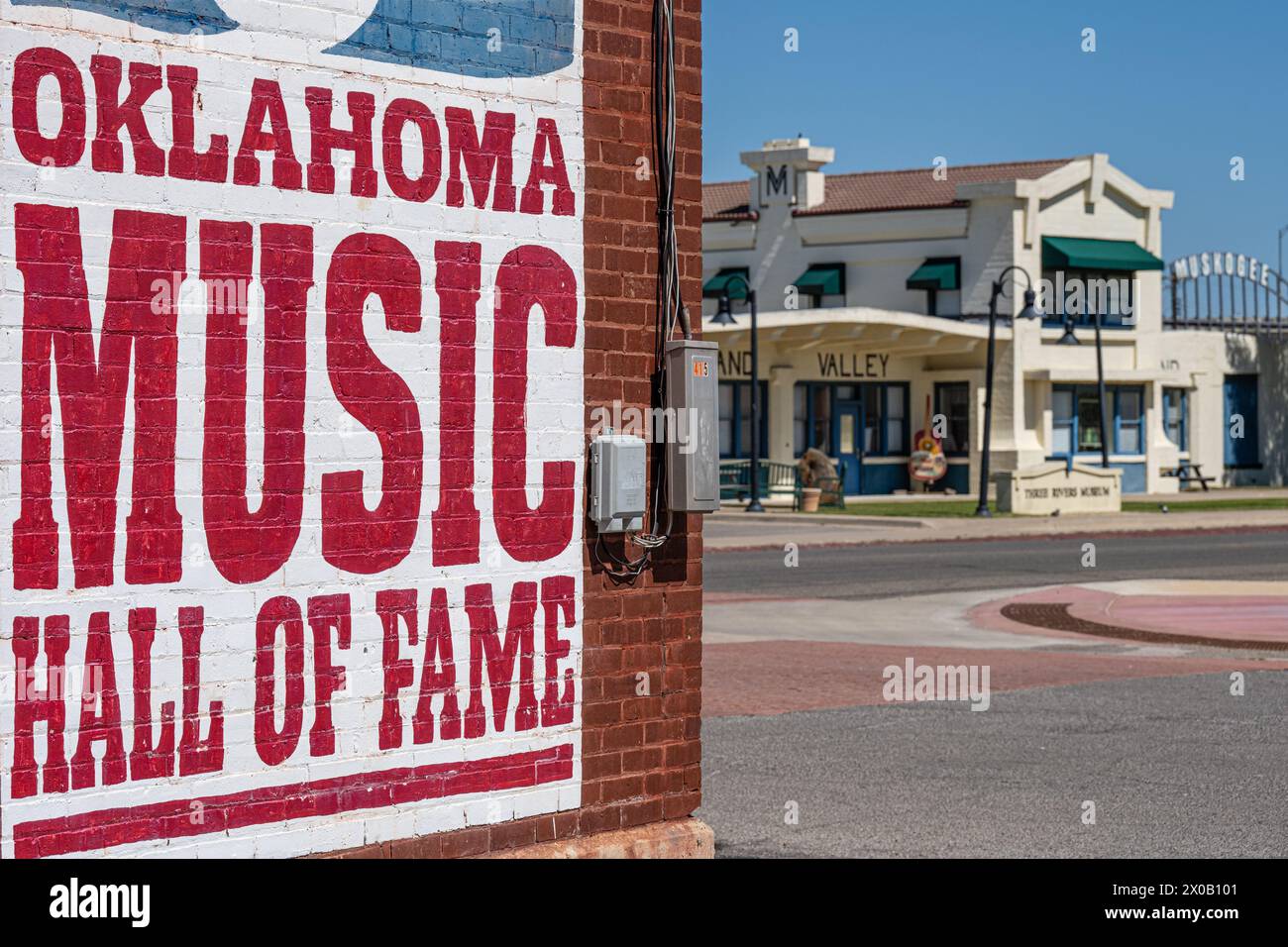 Oklahoma Music Hall of Fame e Three Rivers Museum (nel Midland Valley Railroad Depot) a Muskogee, Oklahoma's Depot District. (USA) Foto Stock