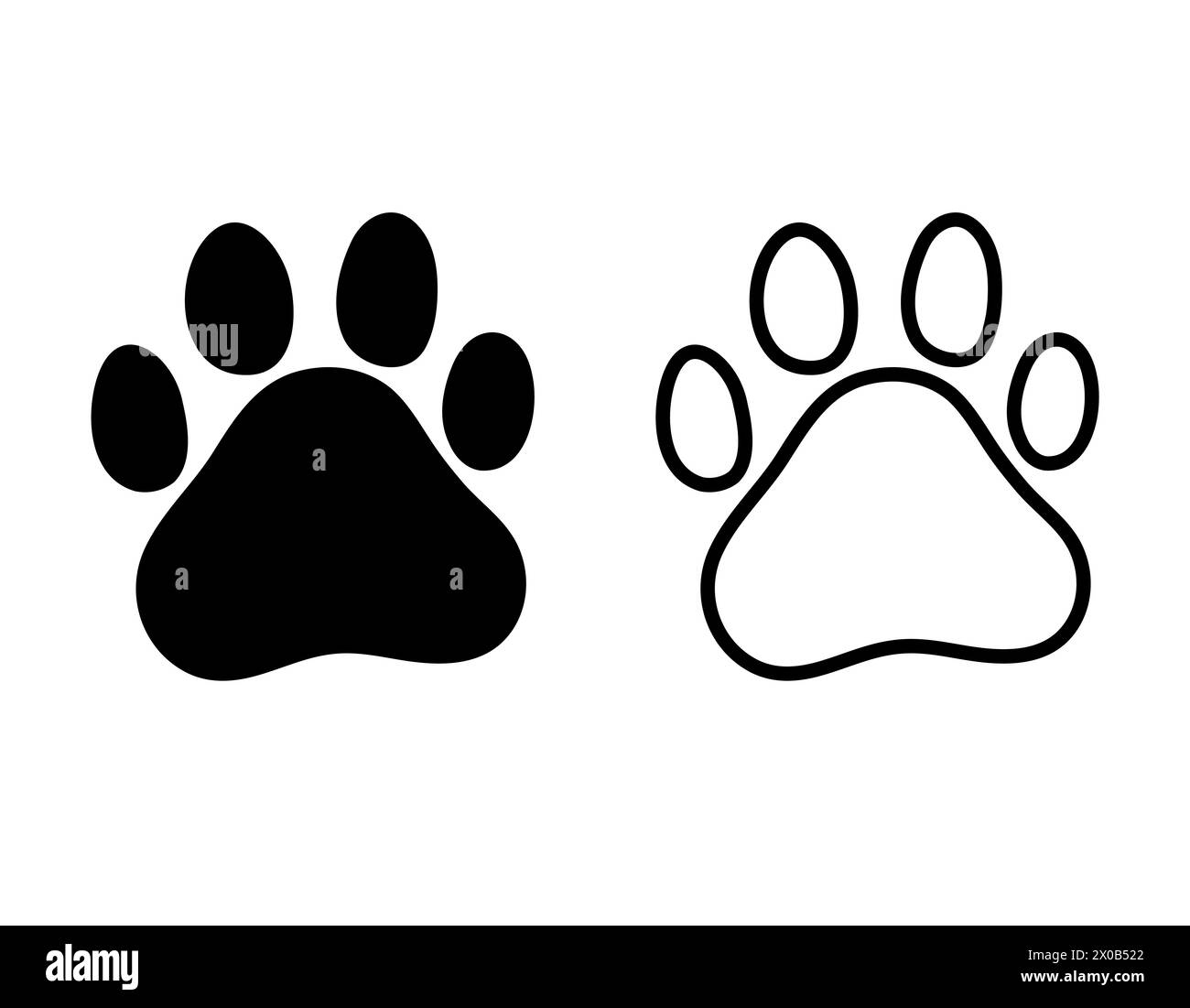 Modello vettoriale delle icone delle impronte Cat, design del logo in due opzioni. Logo dello zoo Illustrazione Vettoriale