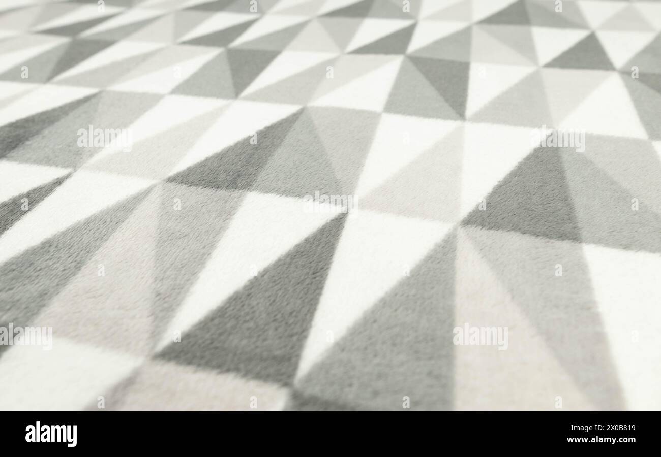 Sfondo in tessuto astratto grigio e bianco. Materiale delle forme triangolari. Foto Stock