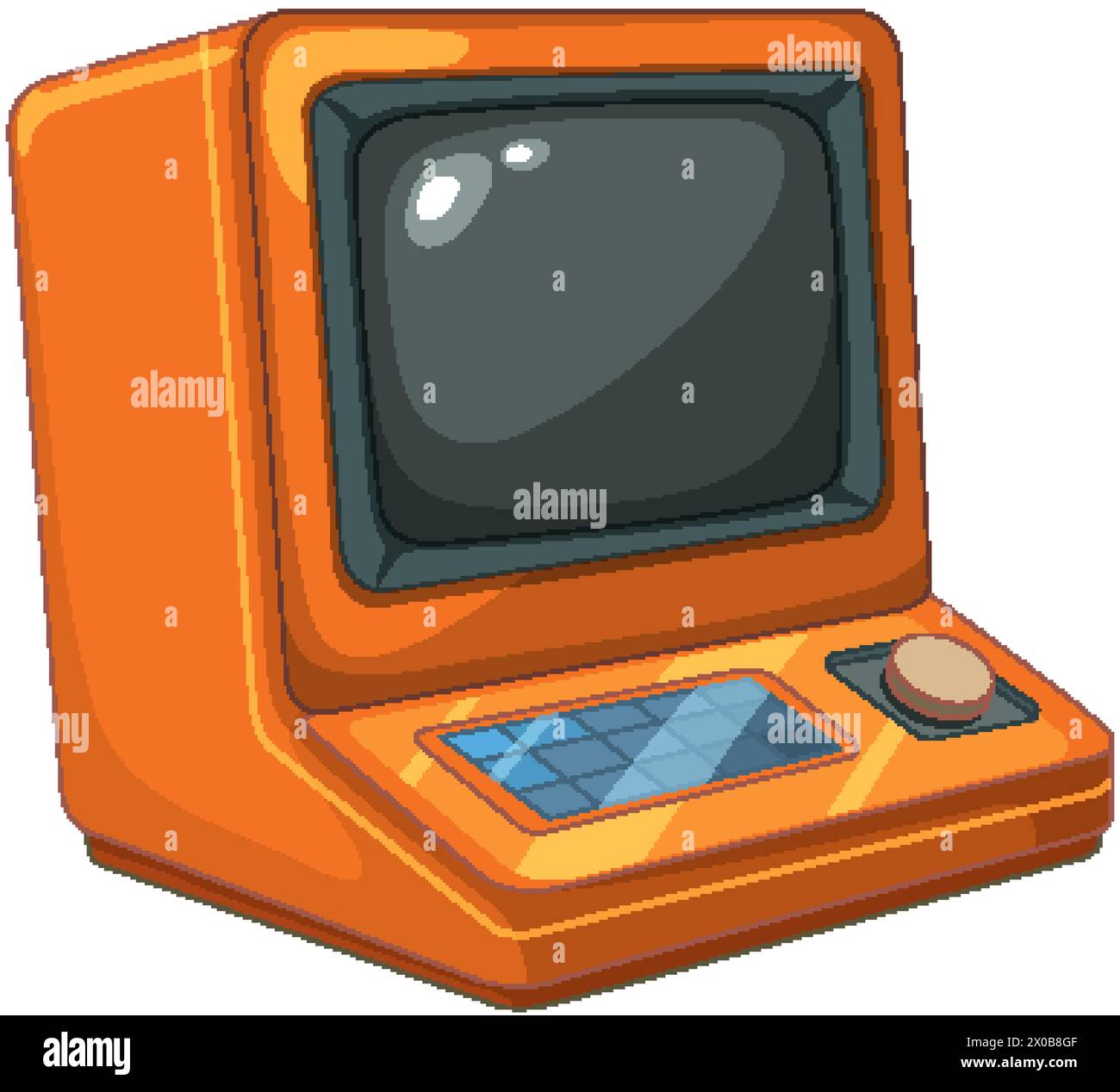 Illustrazione vettoriale di un computer arancione d'epoca Illustrazione Vettoriale