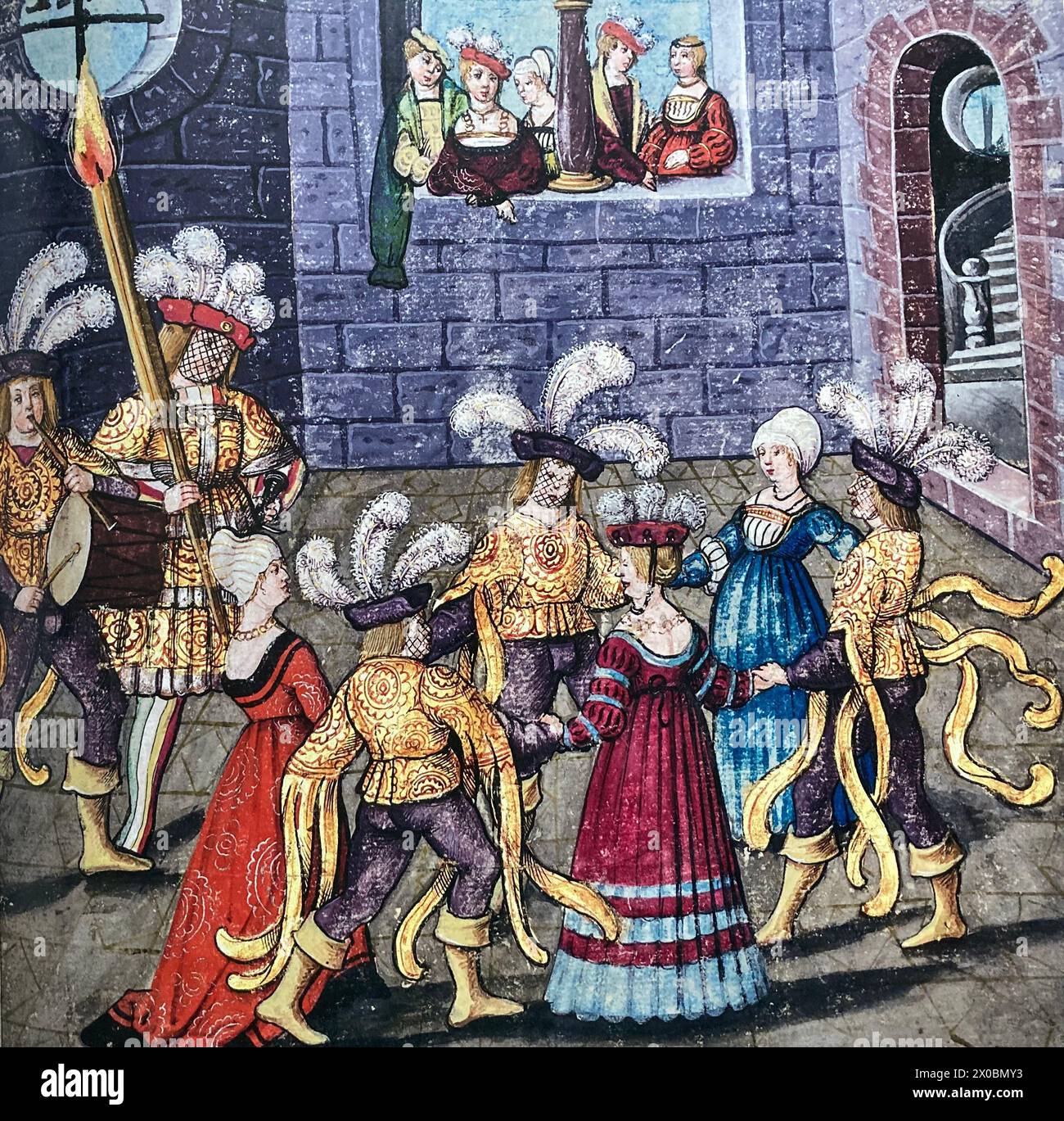 Il libro del torneo di Freydal è un manoscritto miniato dell'inizio del XVI secolo che contiene 255 dipinti in miniatura raffiguranti scene di una serie di tornei medievali immaginari. Foto Stock