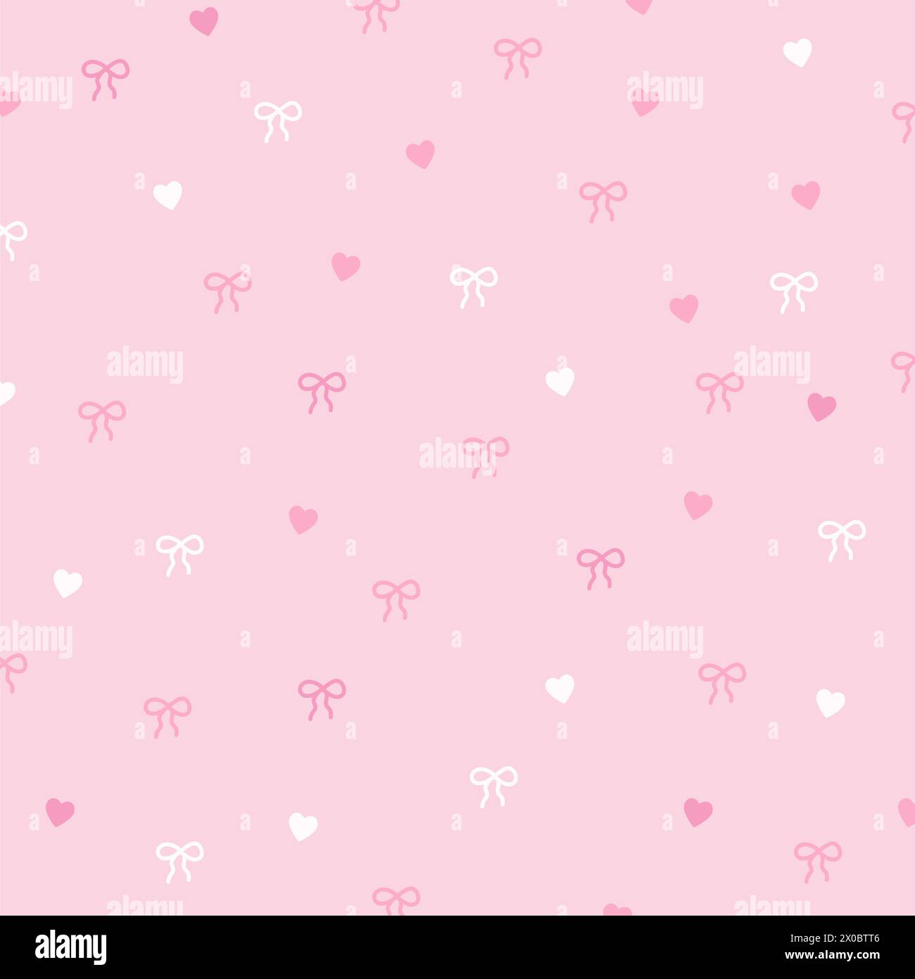 Illustrazione di nastro, cuore su sfondo rosa pastello per un motivo carino, stampa in tessuto, carta da parati, vestiti per bambini, picnic, primavera, estate, San Valentino Illustrazione Vettoriale