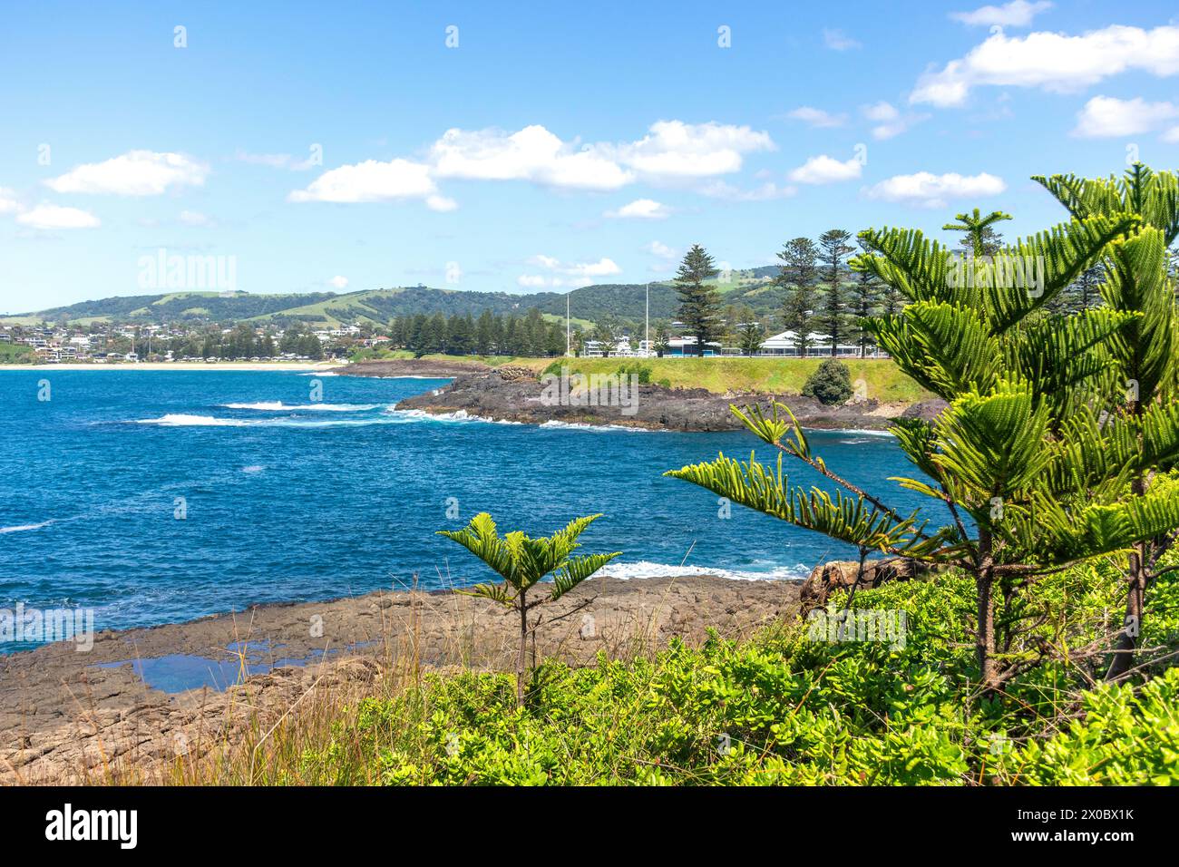 Vista costiera da Blowhole Point, Kiama, New South Wales, Australia Foto Stock