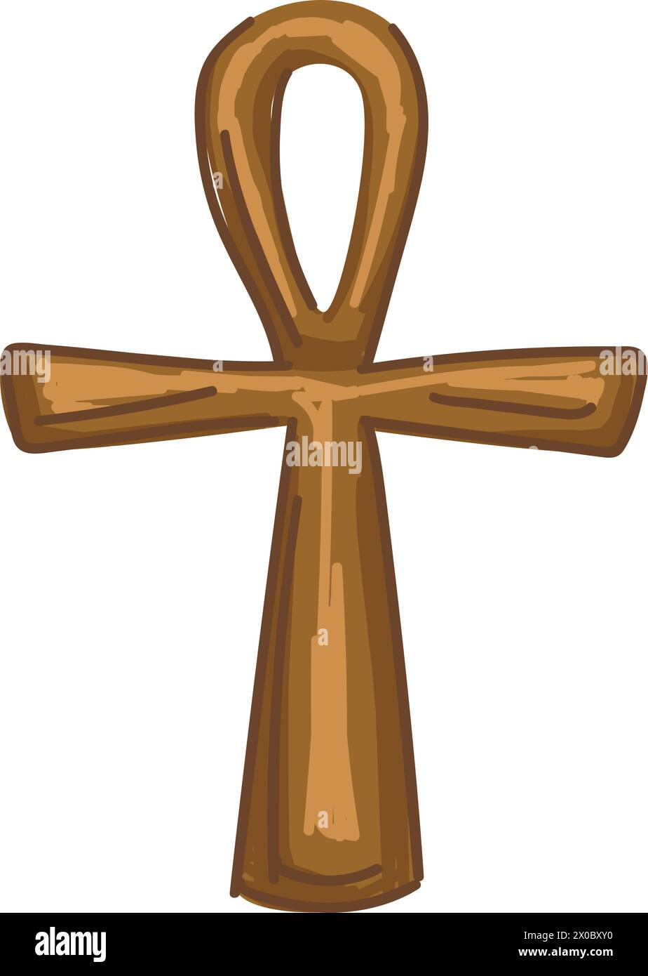 Ankh antico egitto simbolo dell'eternità, croce d'oro Illustrazione Vettoriale