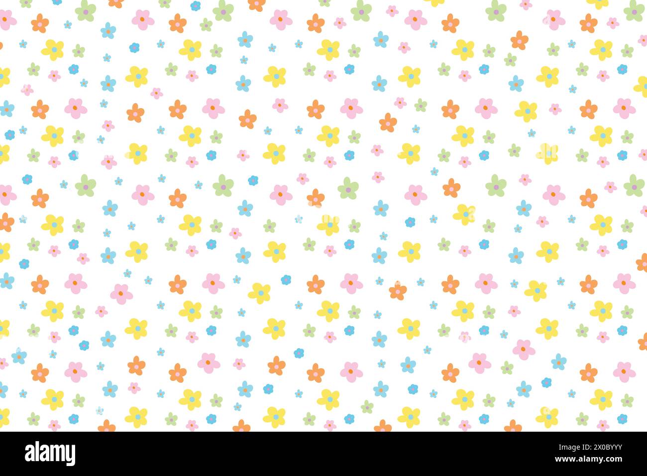 Illustrazione di piccoli fiori su sfondo bianco per stampa floreale, tessuto, coperta, picnic, coperta, primavera, estate, carta da parati, vestiti per bambini Illustrazione Vettoriale