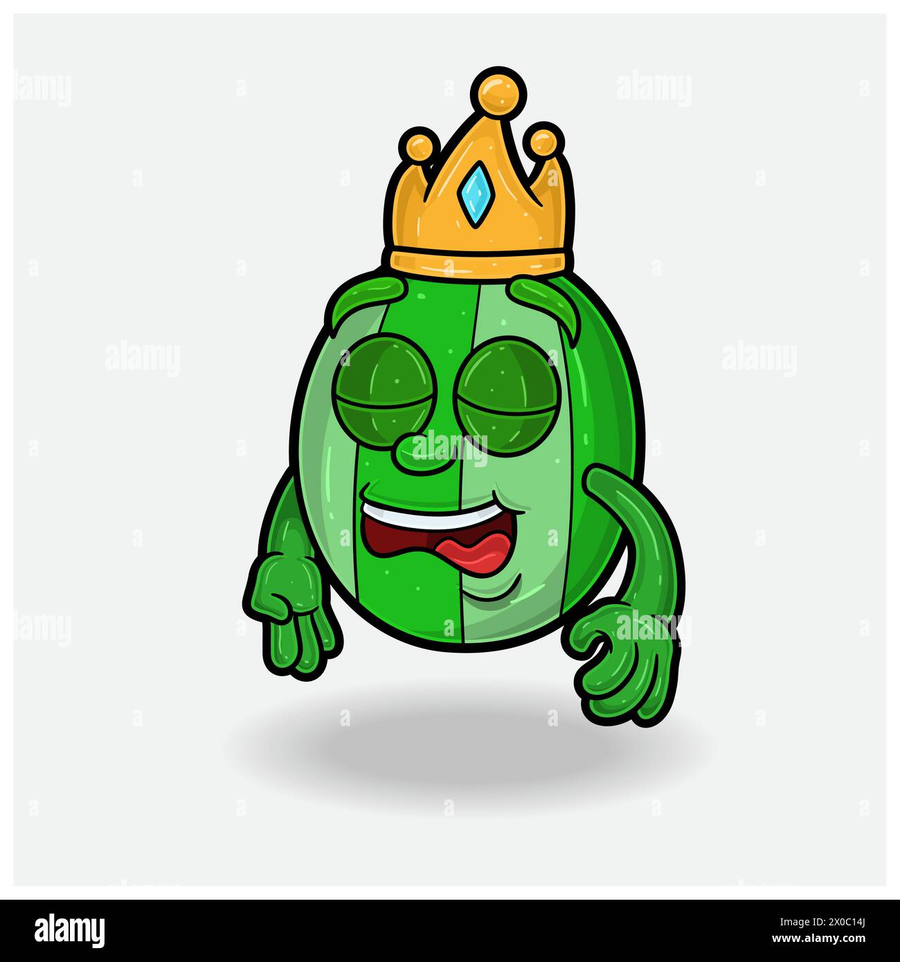 Dormite con il personaggio Cartoon Cartoon Fruit Crown Mascot di anguria. Illustrazioni vettoriali Illustrazione Vettoriale