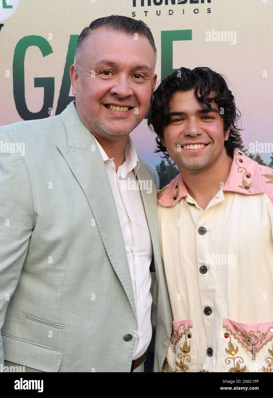Los Angeles, California. 10 aprile 2024. Joel M. Gonzales, Miguel Angel Garcia alla "The Long Game" Nosotros Community Screening al Montalban Theater di Los Angeles, California, il 10 aprile 2024. Crediti: Faye Sadou/Media Punch/Alamy Live News Foto Stock