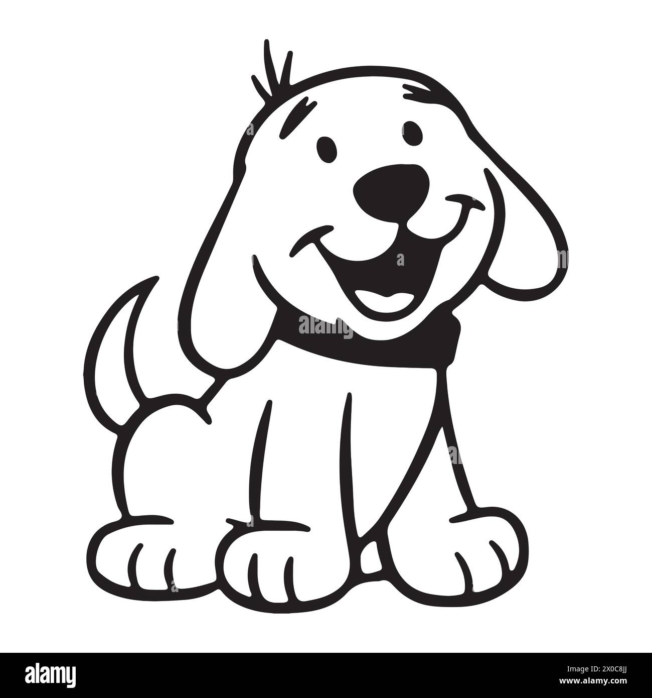 Silhouette canina: Disegno artistico del profilo del cane Illustrazione Vettoriale