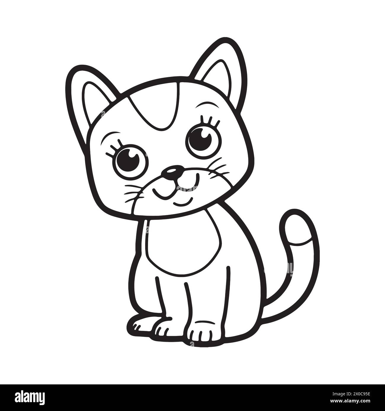 Whiskers e meraviglia: Un contorno di Feline Grace Illustrazione Vettoriale