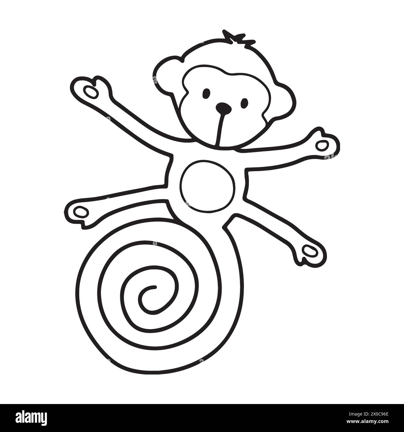 Disegno Monkey Outline Illustrazione Vettoriale