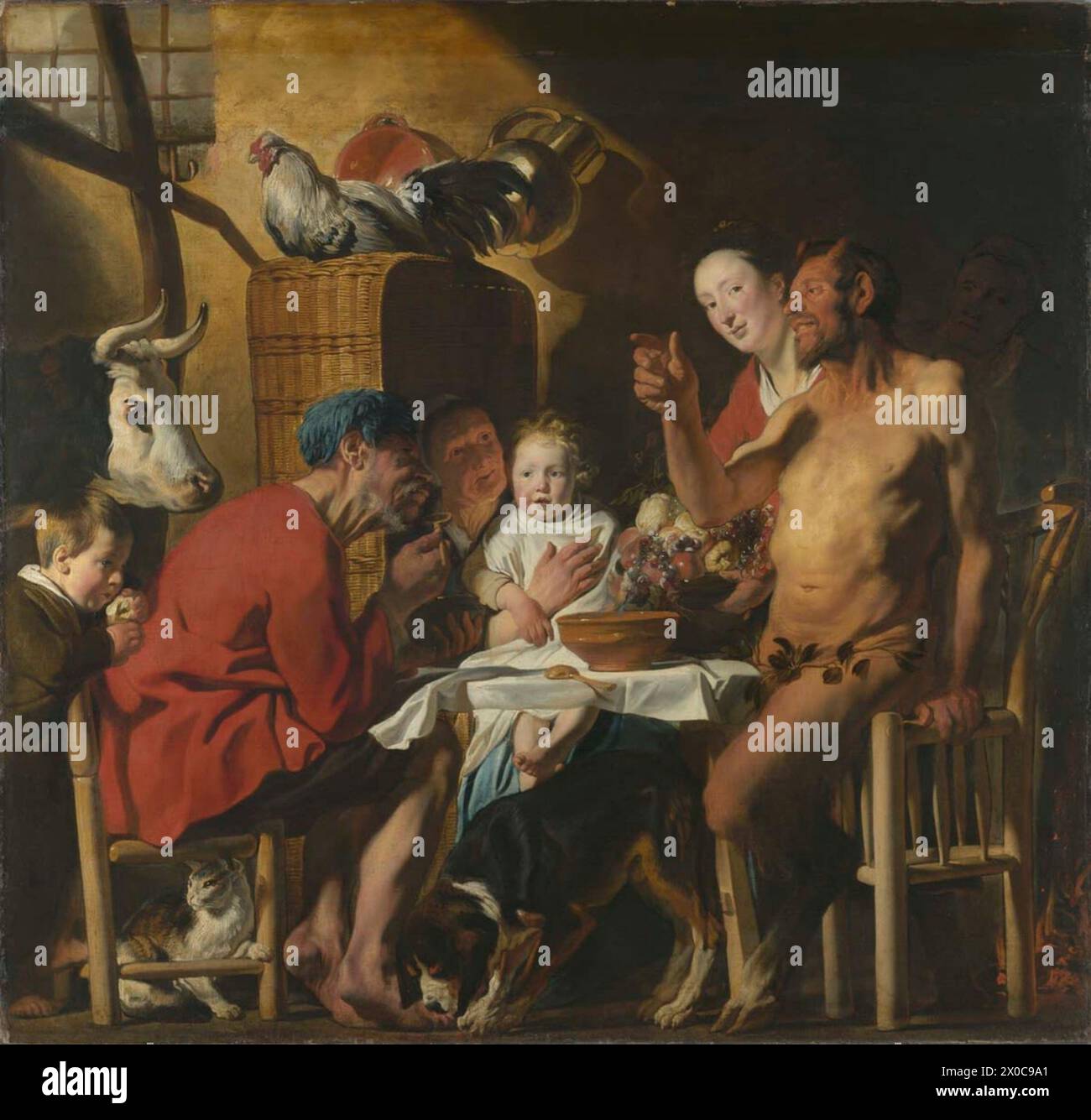 Il Satiro e il contadino o il Satiro e la famiglia contadina è il titolo comunemente dato ad un certo numero di dipinti eseguiti dal pittore barocco fiammingo Jacob Jordaens Foto Stock