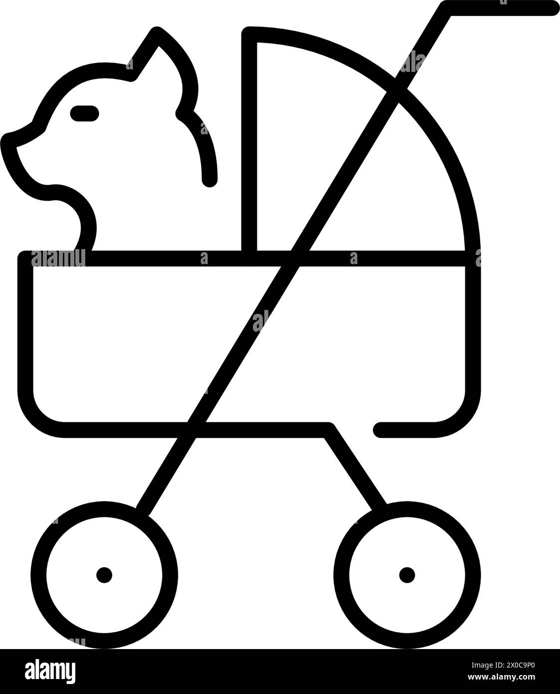 Gatto nel passeggino per animali domestici. Comoda mobilità per gli animali domestici, divertimento all'aperto e shopping senza stress. Icona vettoriale Illustrazione Vettoriale