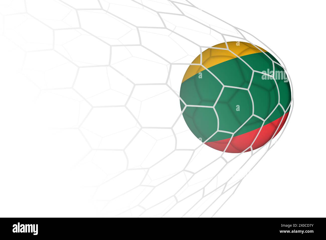 Lituania bandiera calcio palla in rete. Illustrazione dello sport vettoriale. Illustrazione Vettoriale