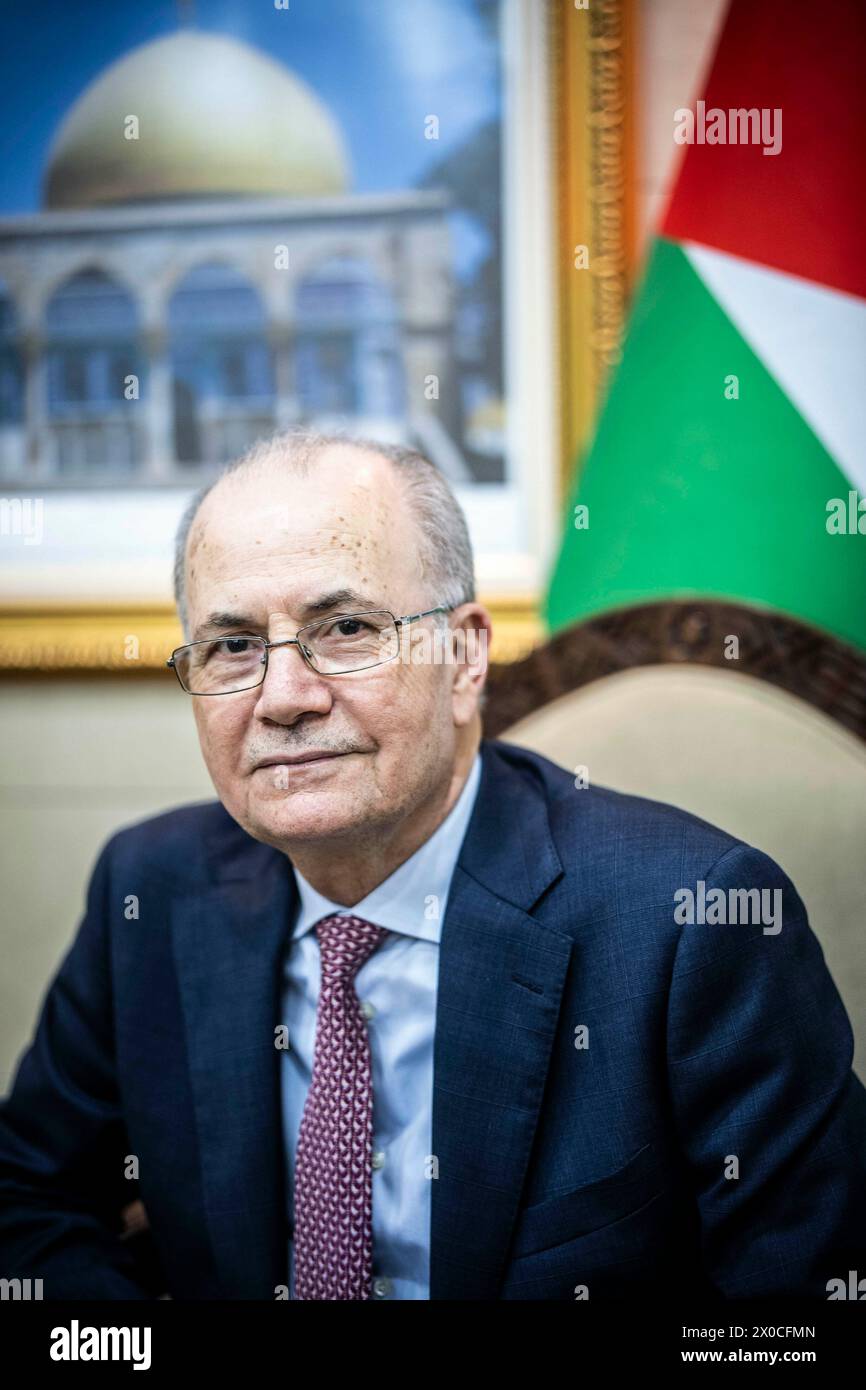 Mohammed Mustafa, primo ministro designato dell'Autorità palestinese a Ramallah, 25 marzo 2024. Foto Stock