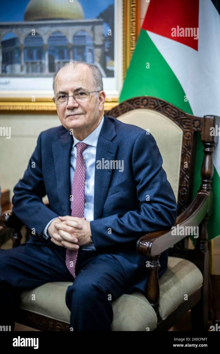 Mohammed Mustafa, primo ministro designato dell'Autorità palestinese a Ramallah, 25 marzo 2024. Foto Stock